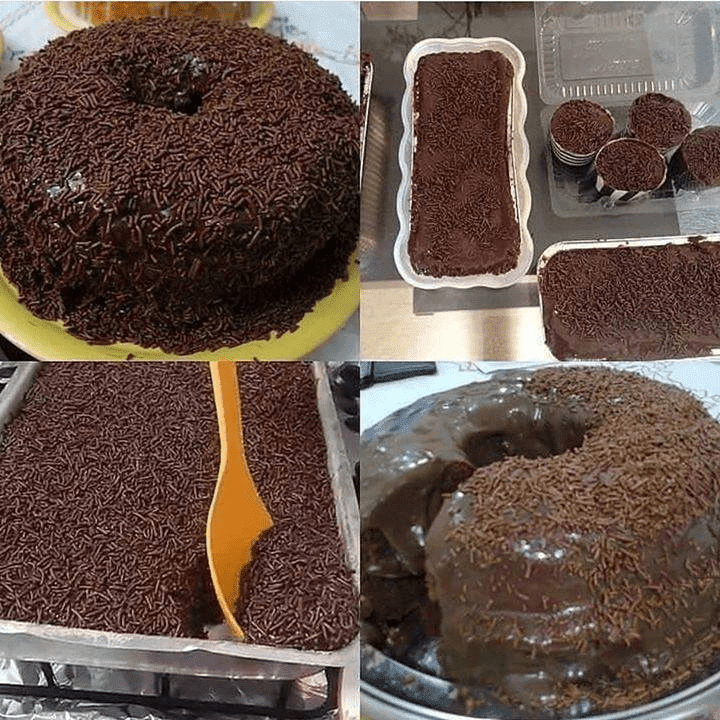 BOLO DE CHOCOLATE COM COBERTURA DE BRIGADEIRO