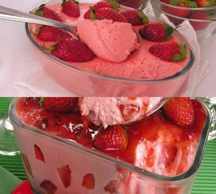 Mousse de morango super fácil