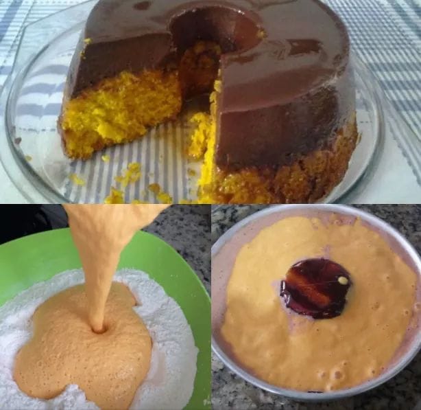 Bolo Pudim de Cenoura com Chocolate