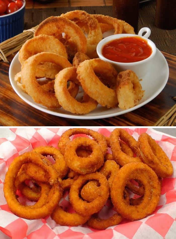 ONION RINGS (CEBOLAS EMPANADAS, ANÉIS DE CEBOLA)