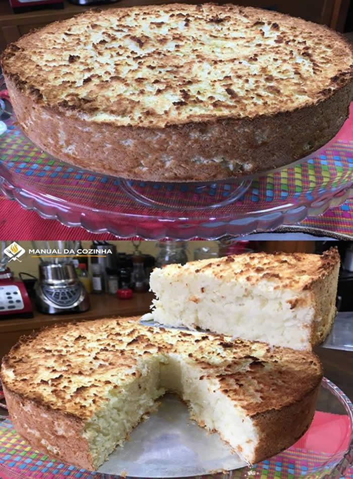 BOLO DE MANDIOCA COM COCO NATURAL, SAUDÁVEL, SEM LACTOSE E SEM GLÚTEN