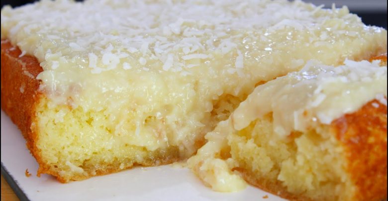 Bolo de milho com cobertura de beijinho