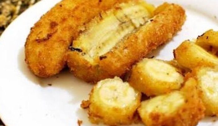 Banana a milanesa crocante