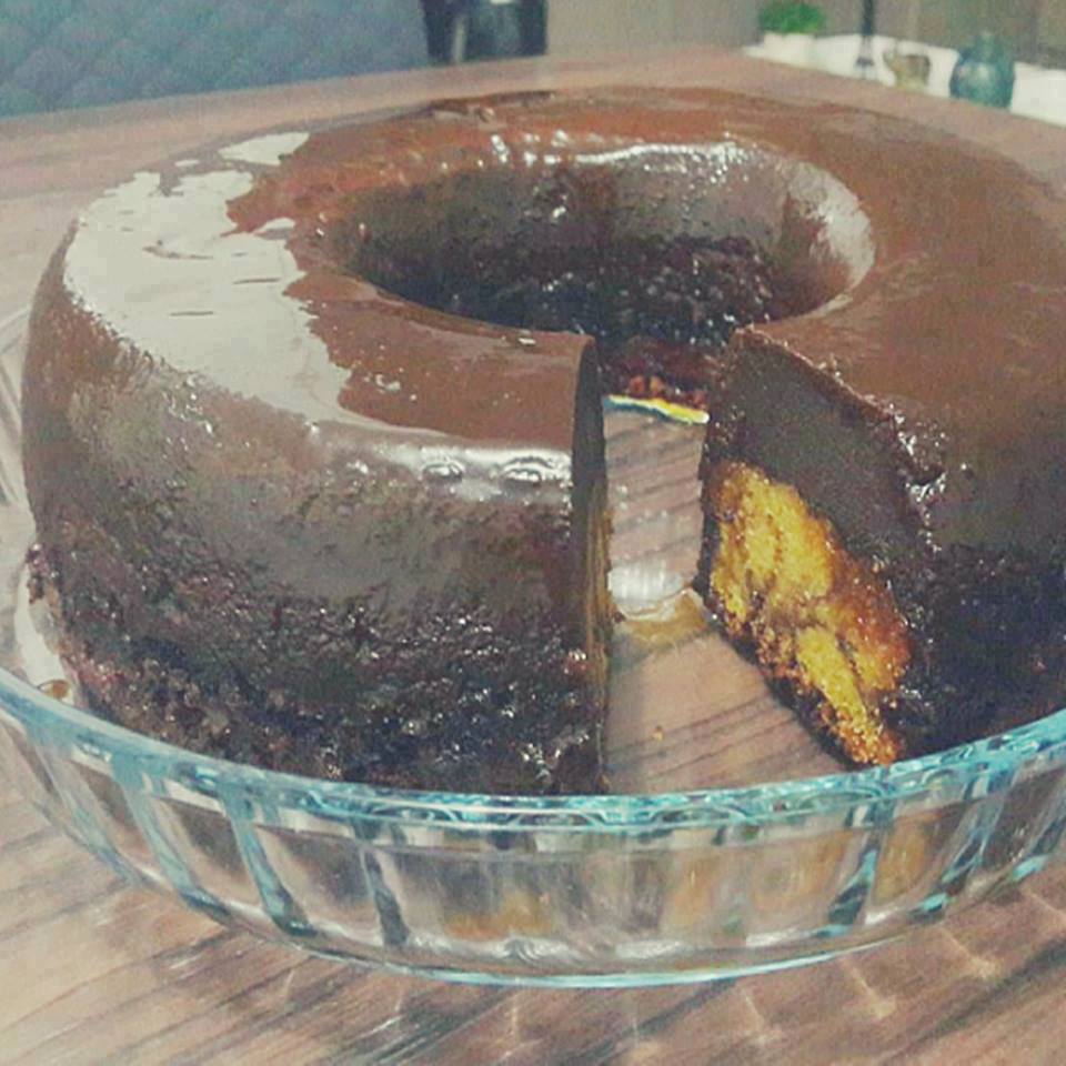 Bolo de Cenoura com Pudim de Chocolate