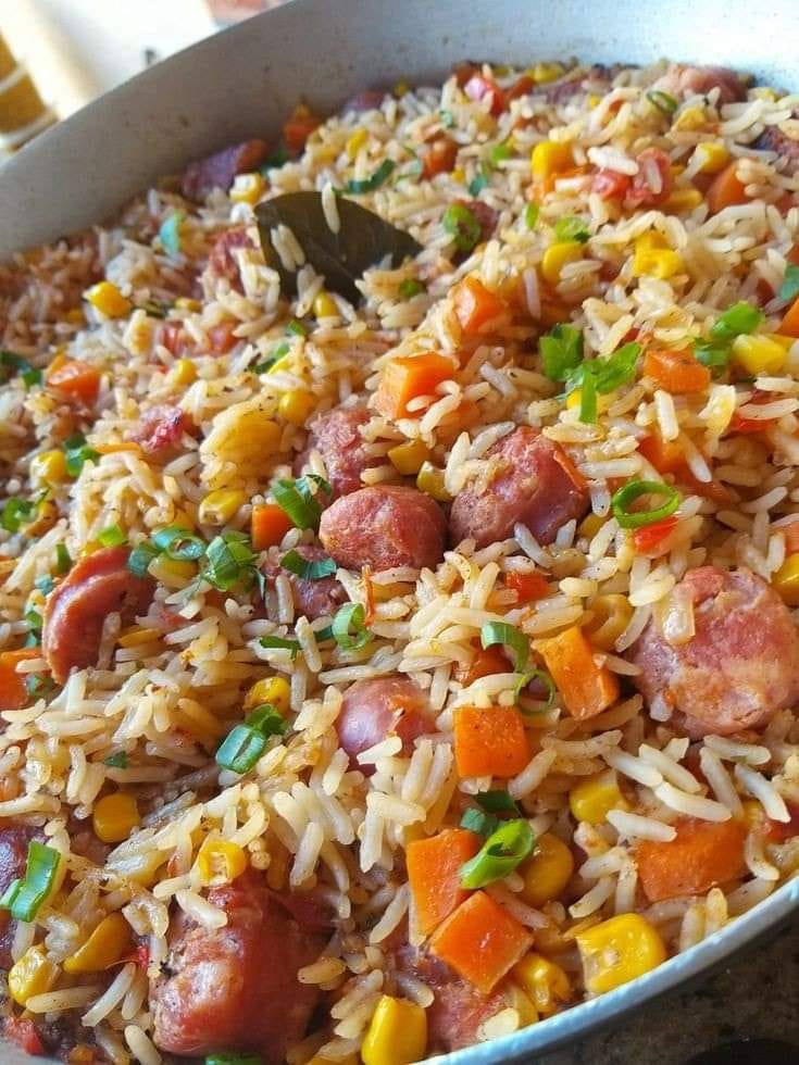 Arroz de linguiça com milho